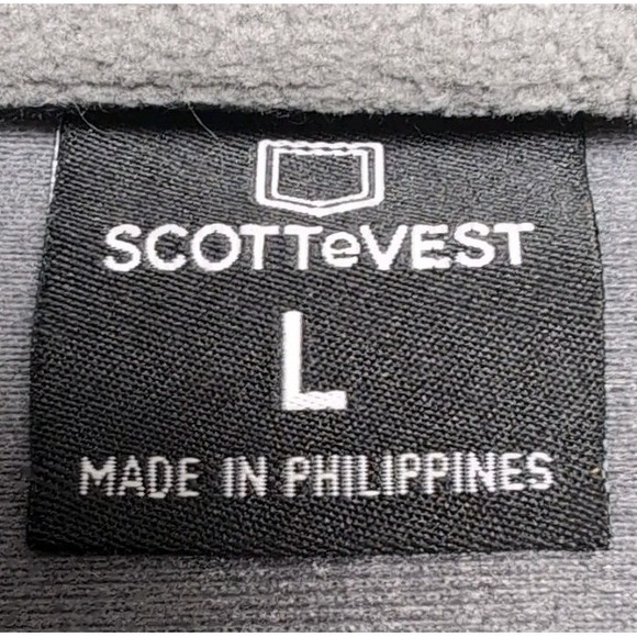 SCOTTeVEST Multi Zipper Pockets Fleece Vest Mens Size L Gray/Green Travel - Picture 4 of 16
